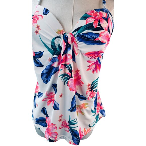 2/$30 NWT Island Escape Size 6 Floral Print Swimsuit Tankini Top Underwire - Picture 11 of 16